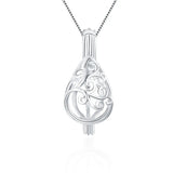 925 Silver Tear Drop Cage Pendant Women Sterling Silver Charms
