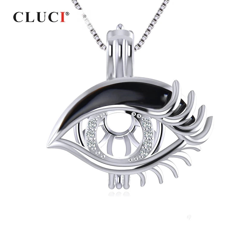 Vintage Eye Pearl Locket 925 Silver Pendant