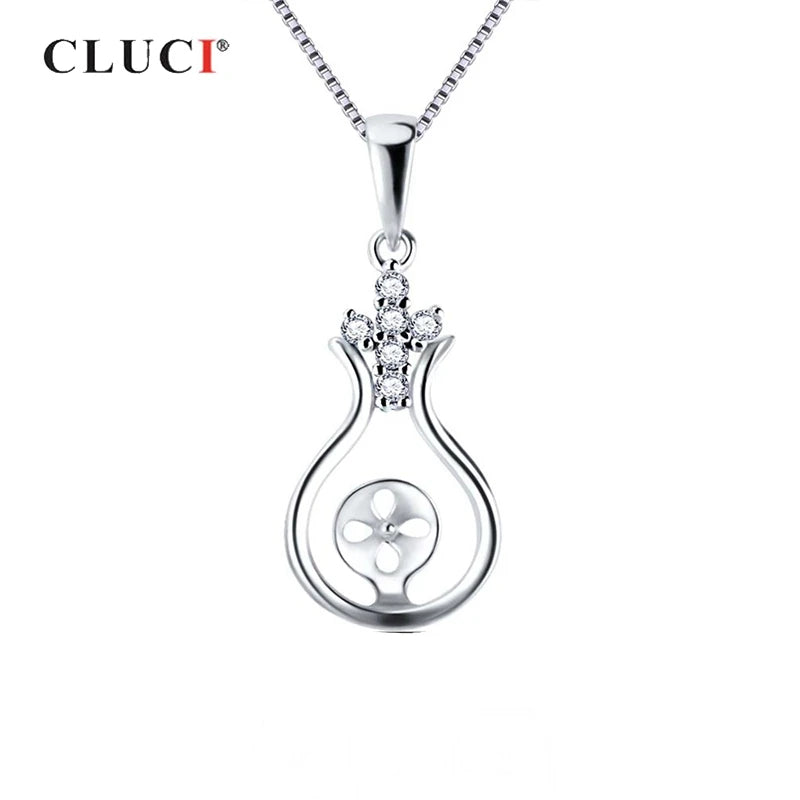 925 Silver Zircon Pearl Water Drop Pendant SP410SB