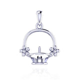 Silver 925 Flower Basket Love Pendant Necklace SP358SB-1