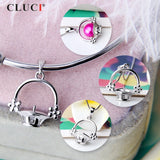 Silver 925 Flower Basket Love Pendant Necklace SP358SB-1