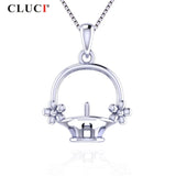 Silver 925 Flower Basket Love Pendant Necklace SP358SB-1