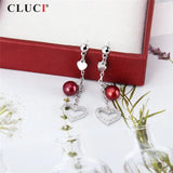 925 Silver Zircon Heart-Shaped Pearl Earrings Mounting Jewelry