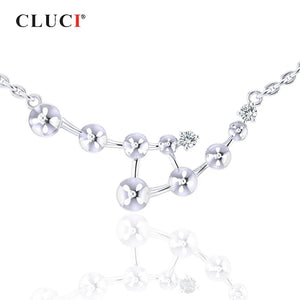 925 Silver Zircon Pearl Pendant Necklace Mounting Wedding Jewelry SN052SB