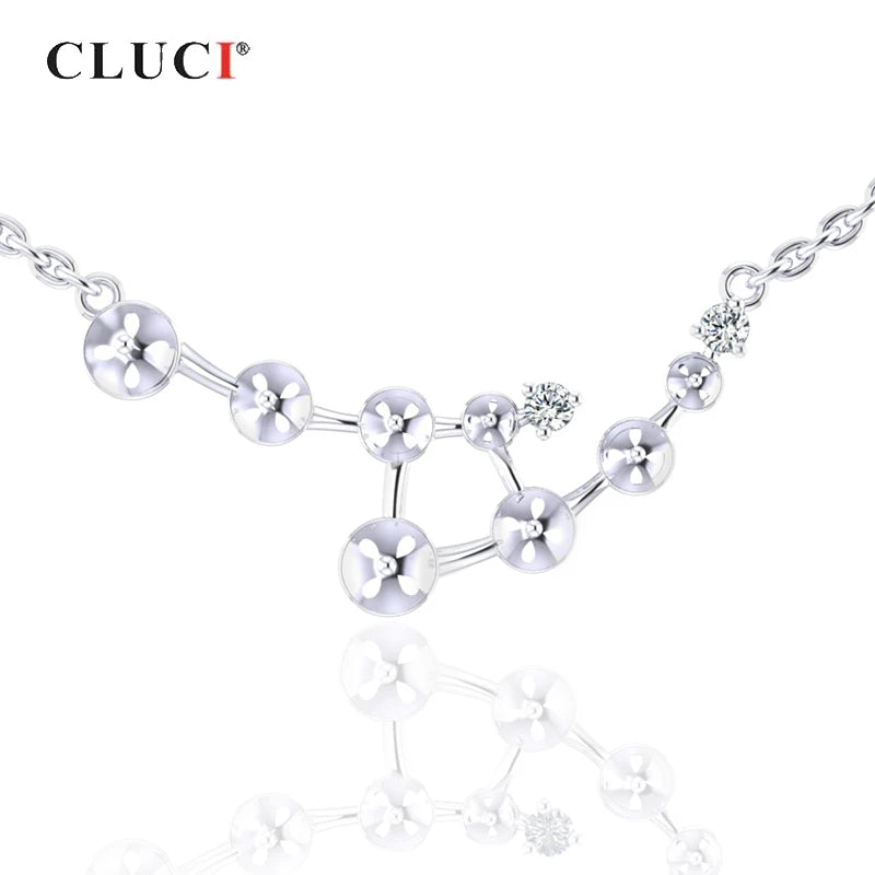 925 Silver Zircon Pearl Pendant Necklace Mounting Wedding Jewelry SN052SB