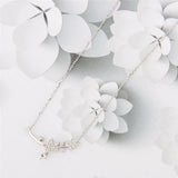 925 Silver Zircon Pearl Pendant Necklace Leaf Pendant SN049SB