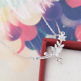 925 Silver Zircon Pearl Pendant Necklace Leaf Pendant SN049SB