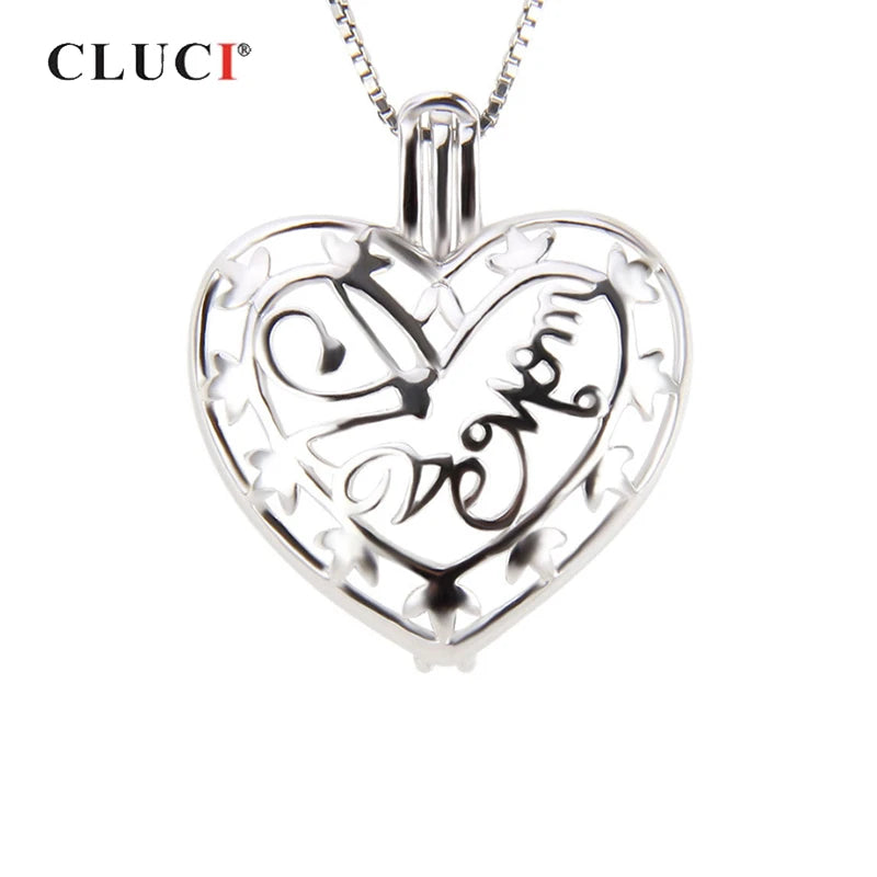 Silver Heart Shaped Cage Pendant 925 Sterling Silver SC252SB