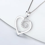 Heart Charms Pendant with Zircon 925 Sterling Silver Romantic Gift