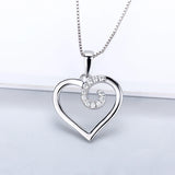 Heart Charms Pendant with Zircon 925 Sterling Silver Romantic Gift