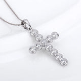 Cross Shaped Zircon Charm Pendant 925 Silver Women's Jewelry