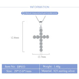 Cross Shaped Zircon Charm Pendant 925 Silver Women's Jewelry