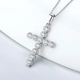 Cross Shaped Zircon Charm Pendant 925 Silver Women's Jewelry
