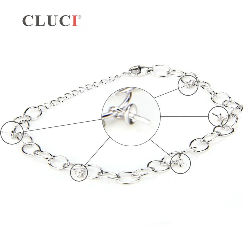 Silver 925 Bracelet with Pearl Charms for Women SB037SB