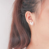 925 Silver Butterfly Earrings Women Wedding Sterling Silver SE159SB