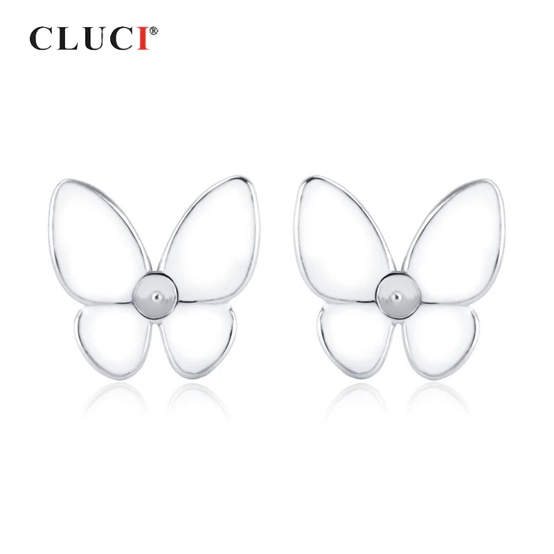 925 Silver Butterfly Earrings Women Wedding Sterling Silver SE159SB
