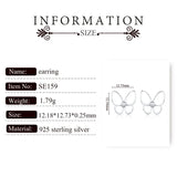 925 Silver Butterfly Earrings Women Wedding Sterling Silver SE159SB