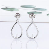 925 Silver Oval Earrings Wedding Pearl Ring Mounting SE152SB