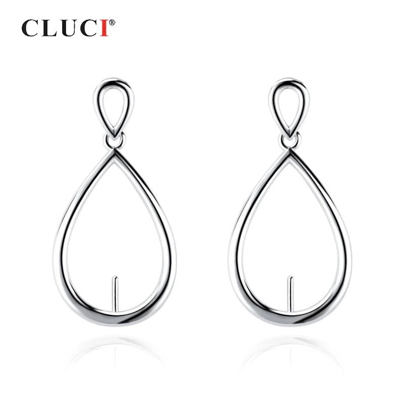 925 Silver Oval Earrings Wedding Pearl Ring Mounting SE152SB