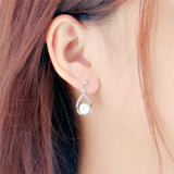925 Silver Oval Earrings Wedding Pearl Ring Mounting SE152SB