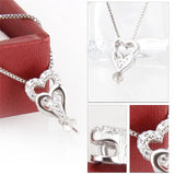 925 Silver Double Heart Charms Necklace Zircon Pendant