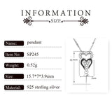 925 Silver Double Heart Charms Necklace Zircon Pendant