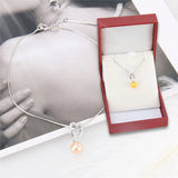 925 Silver Double Heart Charms Necklace Zircon Pendant
