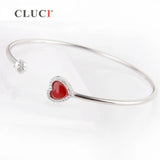 Sparkling Red Heart 925 Silver Bracelet For Women