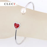 Sparkling Red Heart 925 Silver Bracelet For Women