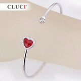 Sparkling Red Heart 925 Silver Bracelet For Women
