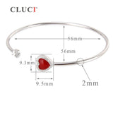 Sparkling Red Heart 925 Silver Bracelet For Women