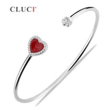 Sparkling Red Heart 925 Silver Bracelet For Women