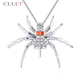Spider Necklace Halloween & Pearl Pendants 925 Sterling Silver Red CZ Spider