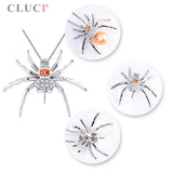 Spider Necklace Halloween & Pearl Pendants 925 Sterling Silver Red CZ Spider