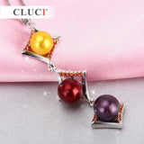 Square Pendant Red Zircon Necklace 925 Sterling Silver Accessory