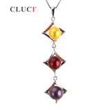 Square Pendant Red Zircon Necklace 925 Sterling Silver Accessory
