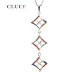Square Pendant Red Zircon Necklace 925 Sterling Silver Accessory