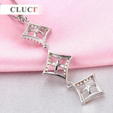 Square Pendant Red Zircon Necklace 925 Sterling Silver Accessory