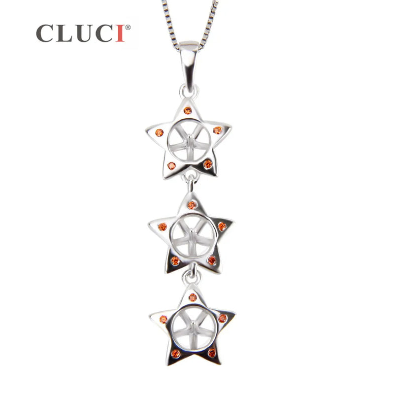 Red Zircon Star Pendant 925 Silver