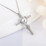 Sterling Silver Pearl Necklace Pendant Mounting CZ Cross Pendant Charms SP428SB