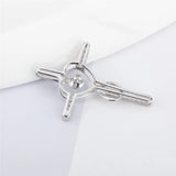 Sterling Silver Pearl Necklace Pendant Mounting CZ Cross Pendant Charms SP428SB