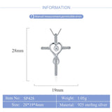 Sterling Silver Pearl Necklace Pendant Mounting CZ Cross Pendant Charms SP428SB