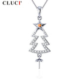 Sterling Silver 925 Christmas Tree Pendant Necklace Women Jewelry