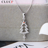Sterling Silver 925 Christmas Tree Pendant Necklace Women Jewelry