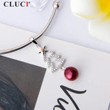 Sterling Silver 925 Christmas Tree Pendant Necklace Women Jewelry