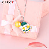 Sunshine Smile Face Silver 925 Gift Pearl Pendant Charm for Necklace