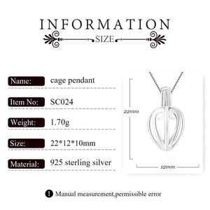 925 Sterling Silver Locket Pendant Heart Pearl Cage SC024SB
