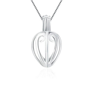 925 Sterling Silver Locket Pendant Heart Pearl Cage SC024SB