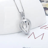 925 Sterling Silver Locket Pendant Heart Pearl Cage SC024SB