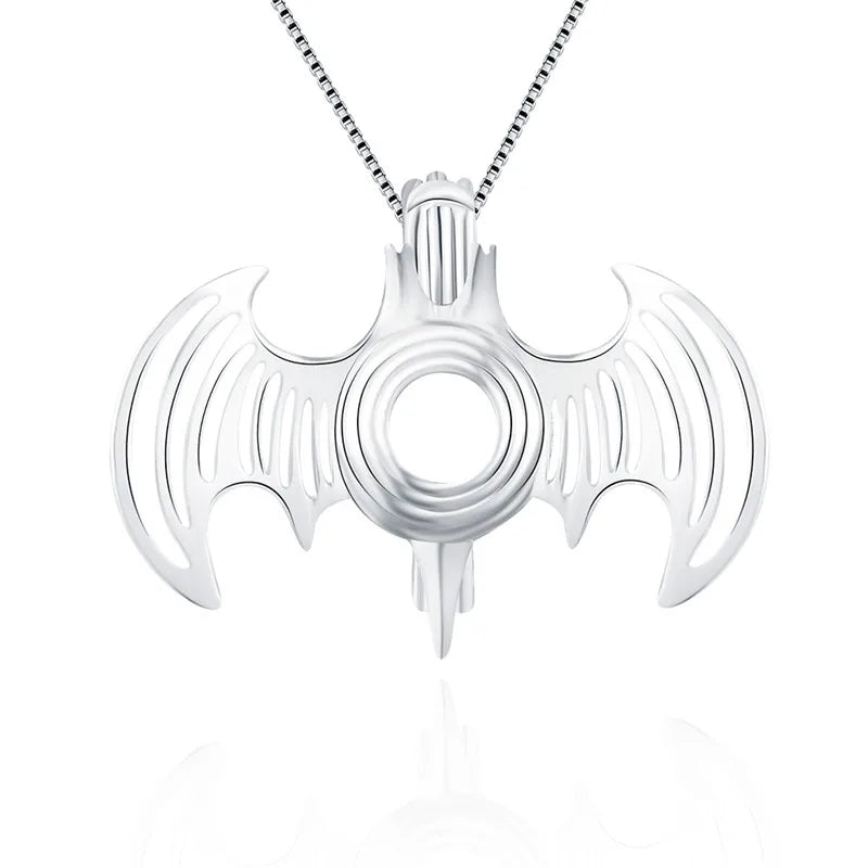 Women 925 Sterling Silver Flying Bat Pendant Pearl Locket SC135SB